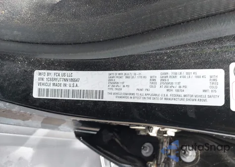 2022 Ram 1500 Laramie 4X4 5'7 Box from USA, damaged, VIN 1C6SRFJT7NN186647